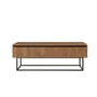 Hanah Home Mesa de Centro Multiusos 2 Niveles Industrial Nogal y Negro Tablero Melaminado Metal 120x60x43 cm